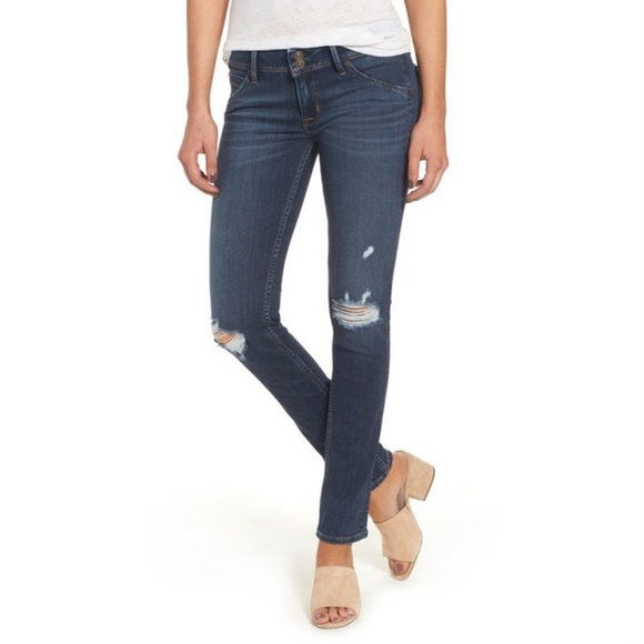 Hudson Midrise Collin Distressed Skinny Jeans - Picture 1 of 8